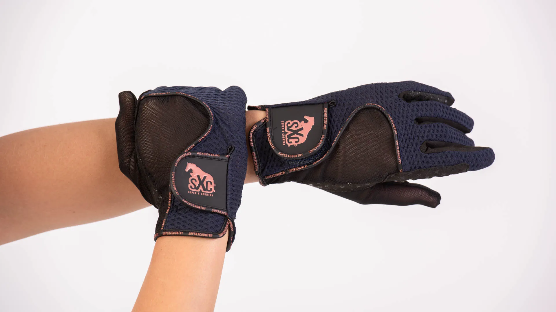 Navy Rose Gold SXC Sportsline Riding Gloves