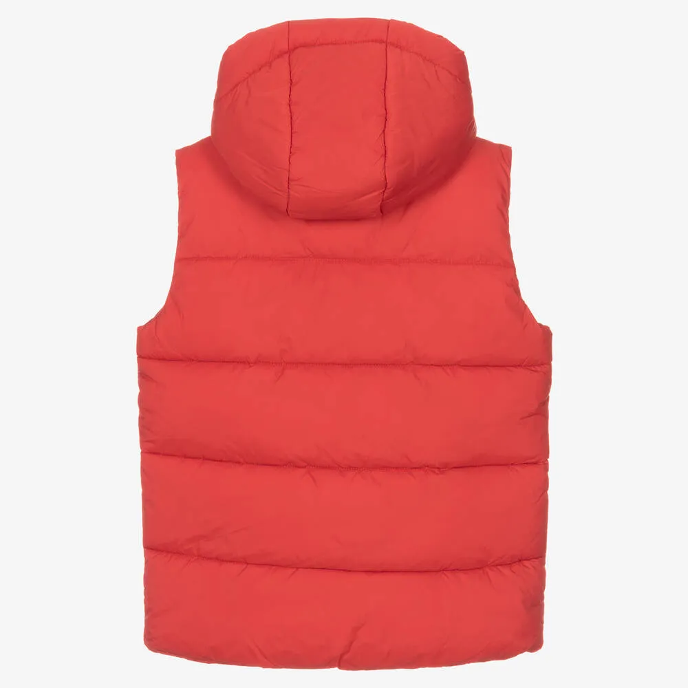 Red Water Repellent Puffer Gilet for Teen Boys