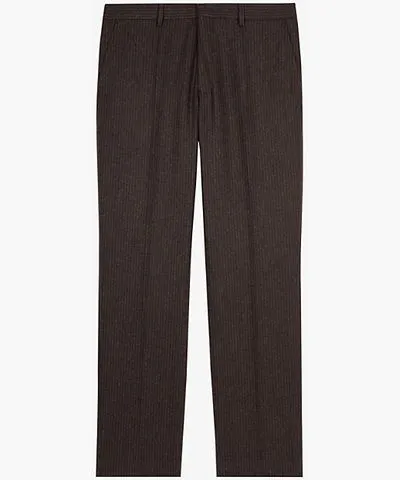 The Kooples Brown Pinstriped Wide-Leg Wool Blend Trousers