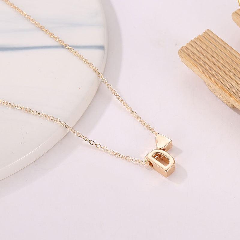 Tiny Heart and Initial Letter Pendant Necklace - Google SEO Result: Personalized Heart Pendant Necklace with Initial Letter