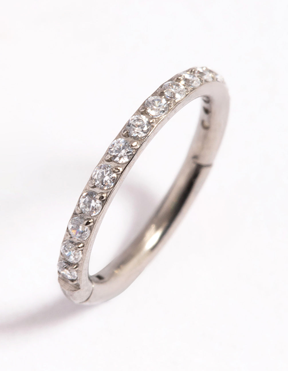 Titanium CZ Pave Clicker Ring