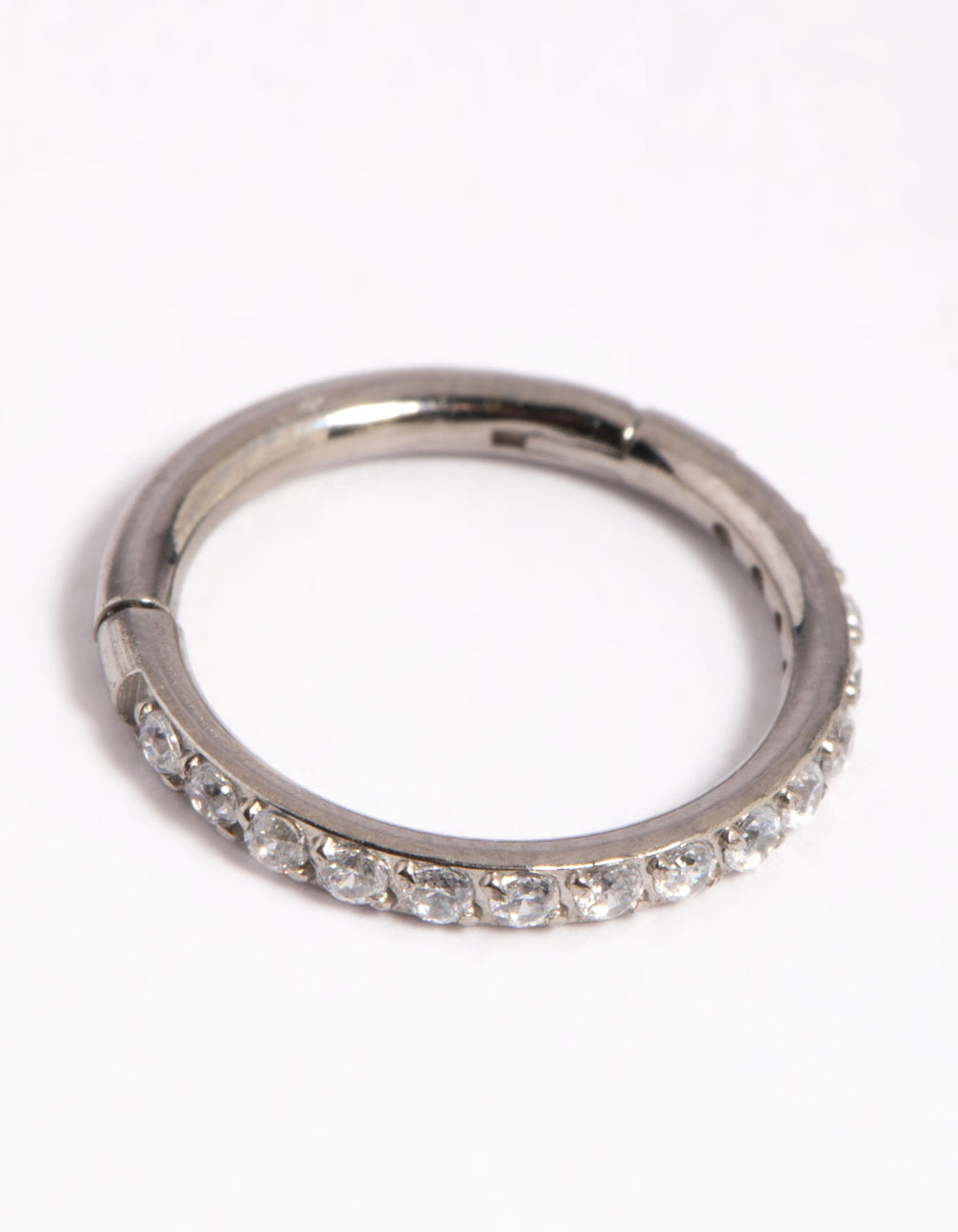 Titanium CZ Pave Clicker Ring