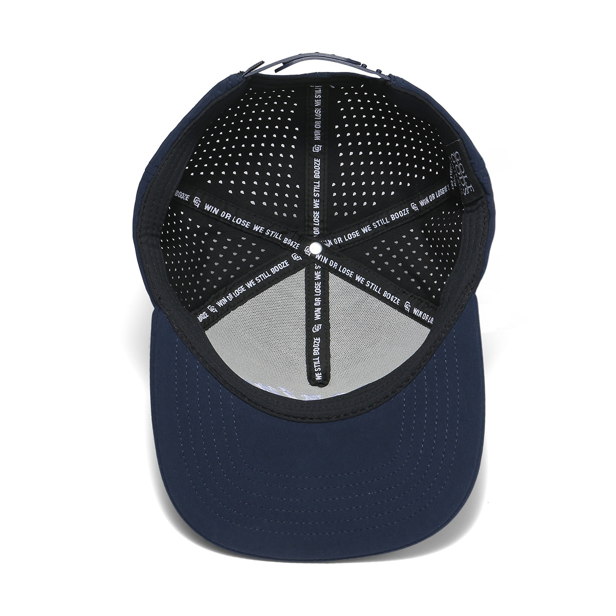 TOUR PRO Golf Hat in Navy Blue with Flat Brim - Cocaine & Hookers design