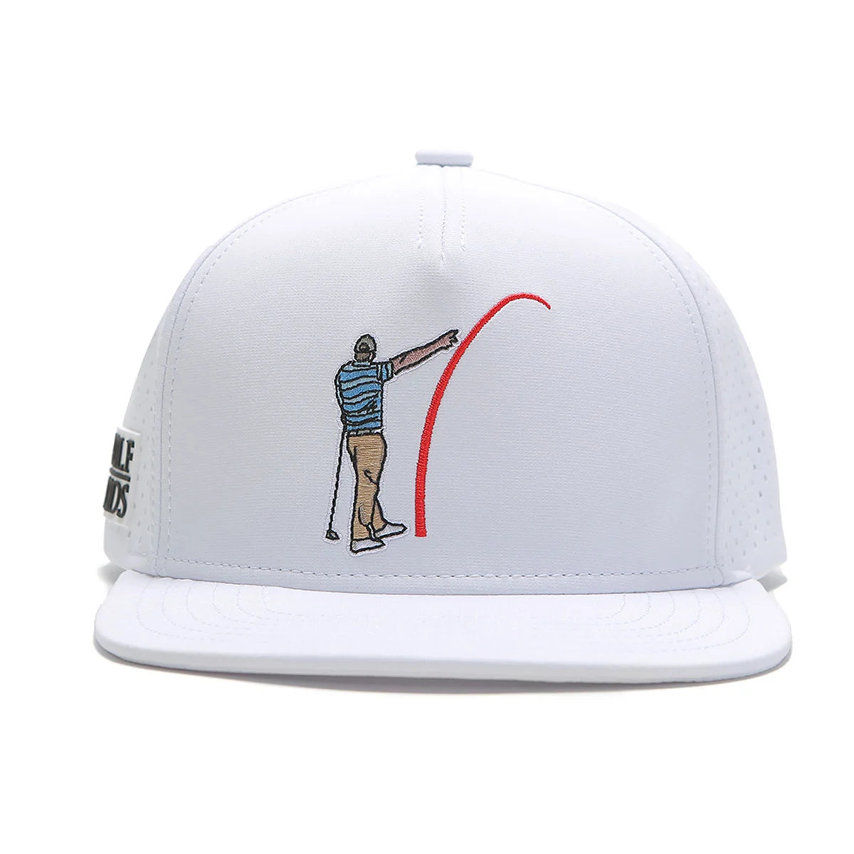 TOUR PRO Golf Hat - White Flat Brim Mad Slicer