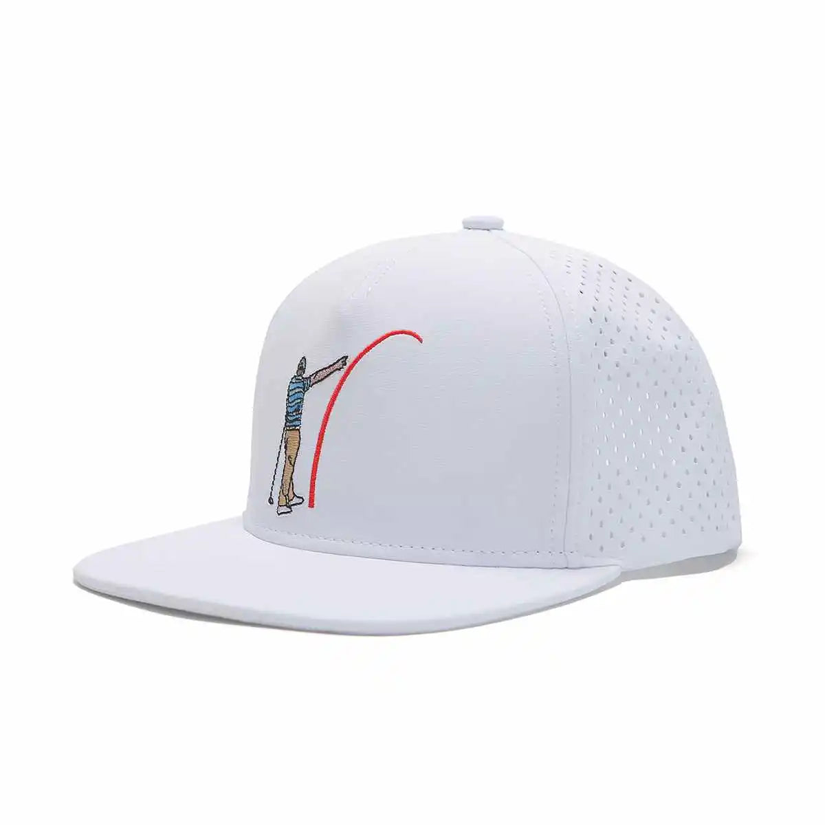 TOUR PRO Golf Hat - White Flat Brim Mad Slicer