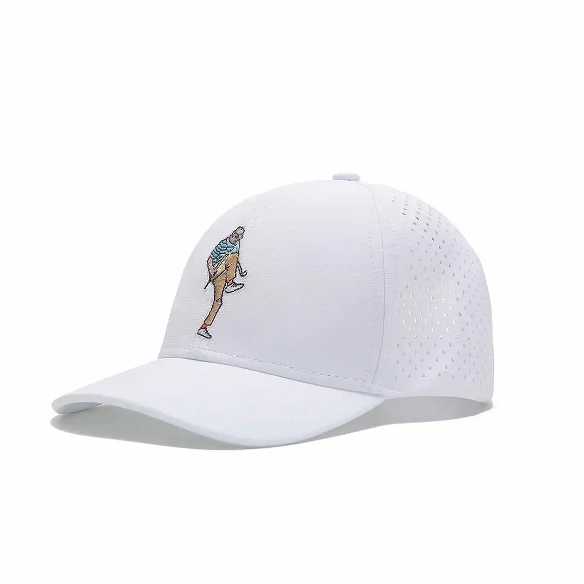 TOUR PRO White Golf Hat with Curved Brim - Angry Golfer