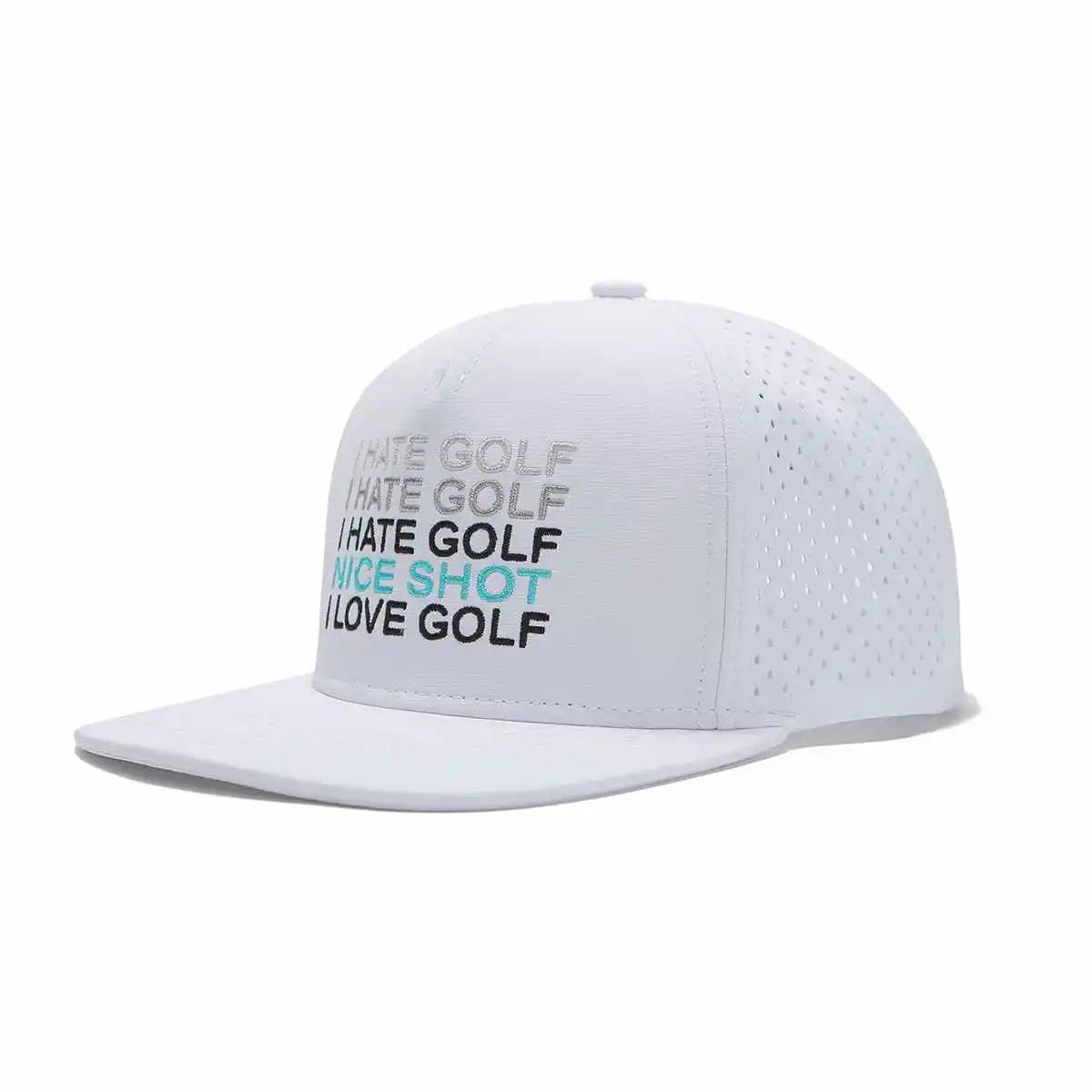 Tour Pro White Golf Hat with Flat Brim