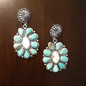 Turquoise White Stone Earrings for Sale