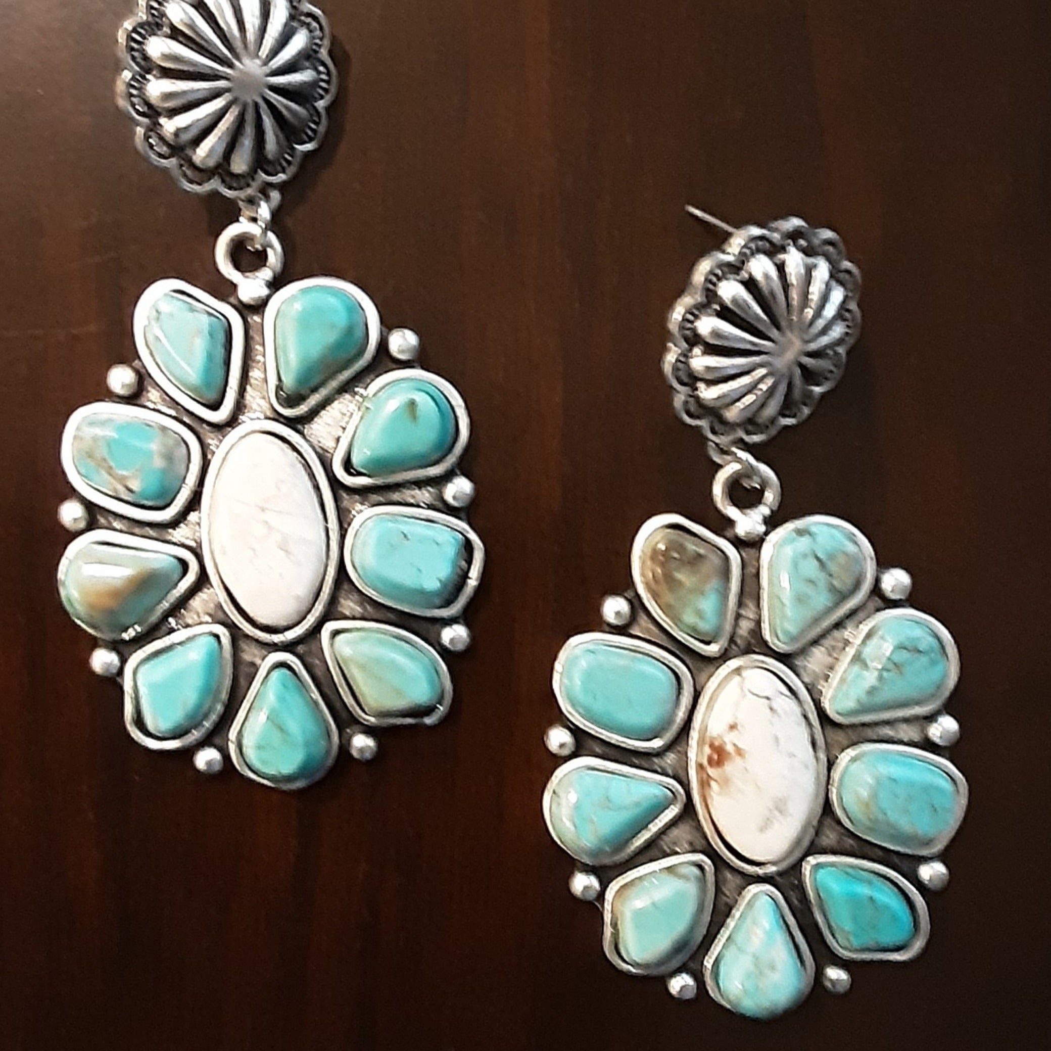 Turquoise White Stone Earrings for Sale