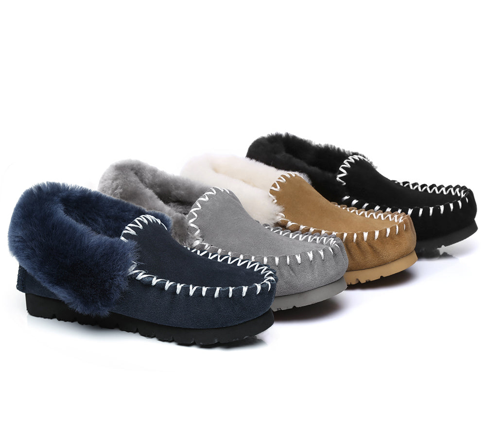 UGG Ankle Sheepskin Slippers Mens - Popo Moccasins - Big Size