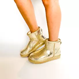 UGG gold mini metallic sparkle boot - leather