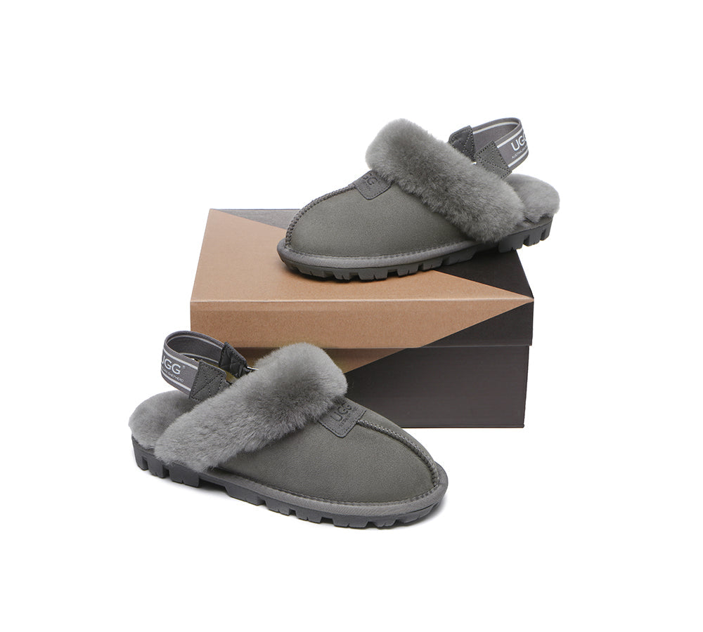 UGG Sheepskin Slingback Slippers with Removable Strap - Suzie