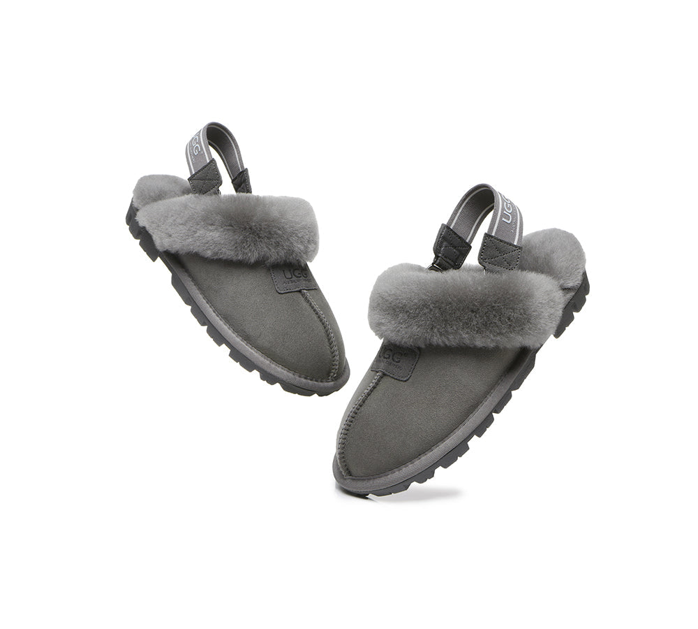 UGG Sheepskin Slingback Slippers with Removable Strap - Suzie