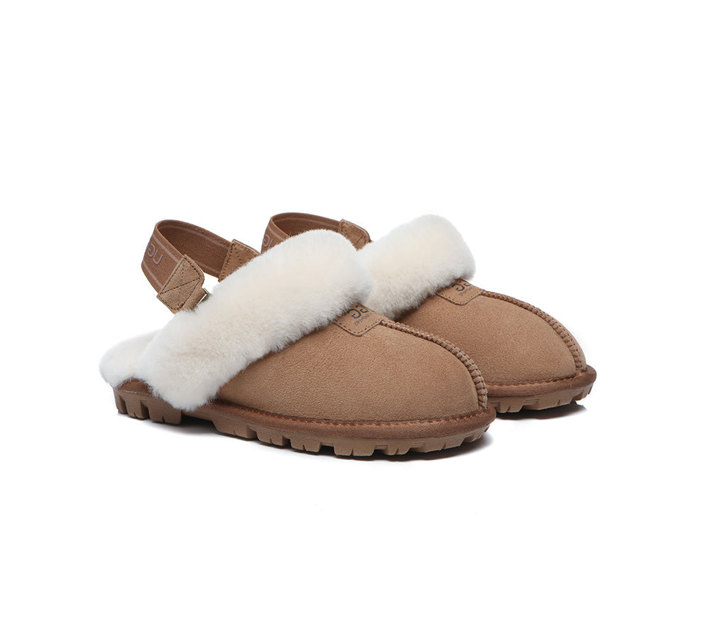 UGG Sheepskin Slingback Slippers with Removable Strap - Suzie