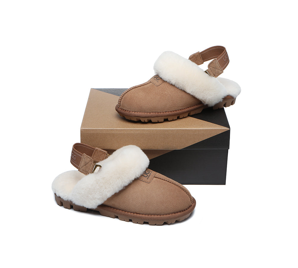 UGG Sheepskin Slingback Slippers with Removable Strap - Suzie