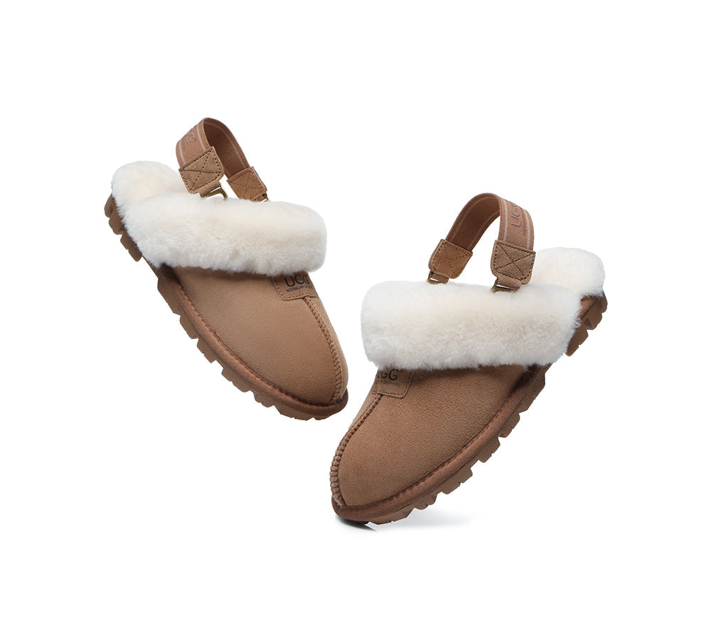 UGG Sheepskin Slingback Slippers with Removable Strap - Suzie