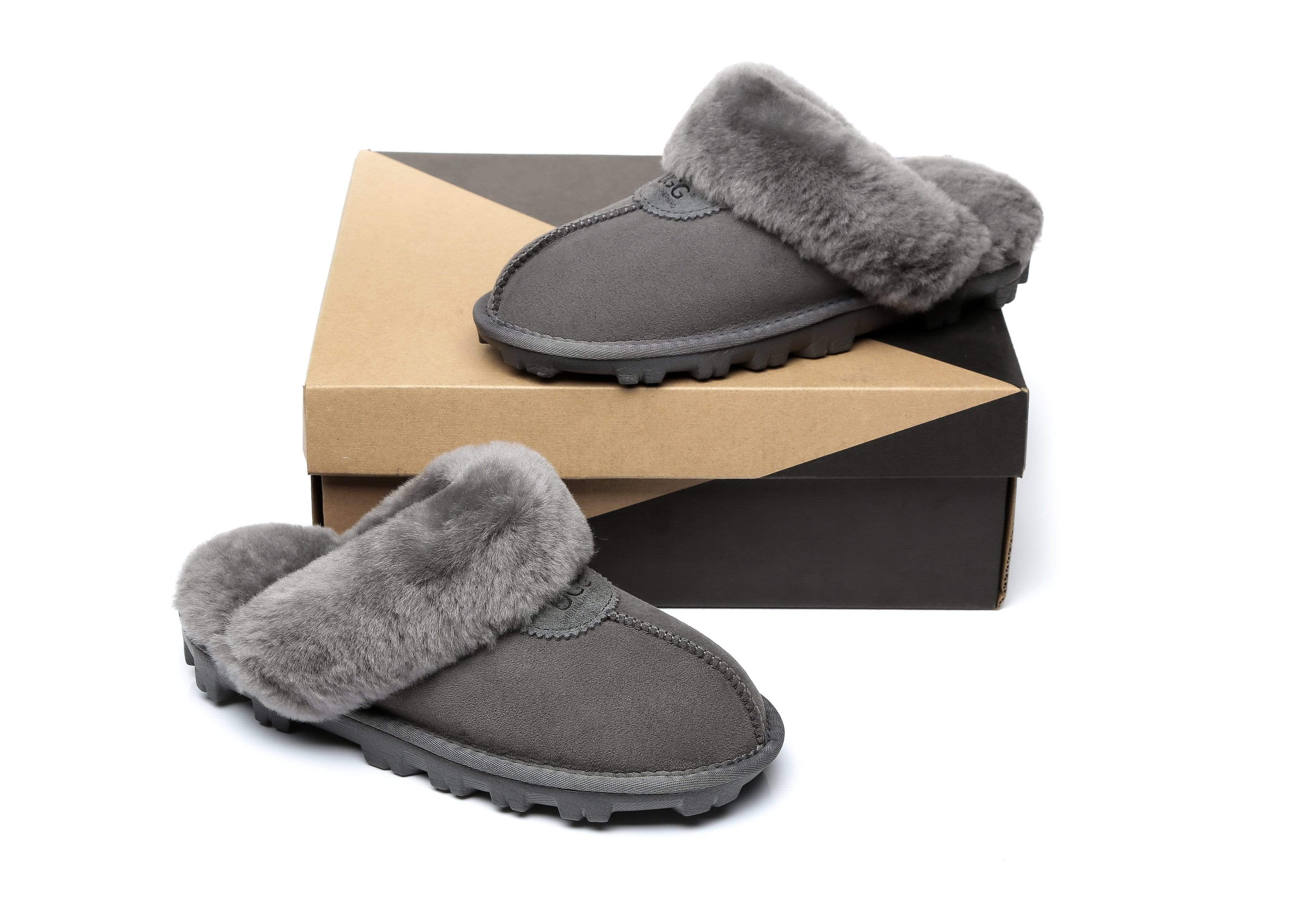 UGG Women's Australian Shepherd Slippers - Premium Australia Sheepskin Wool Waffle Scuff