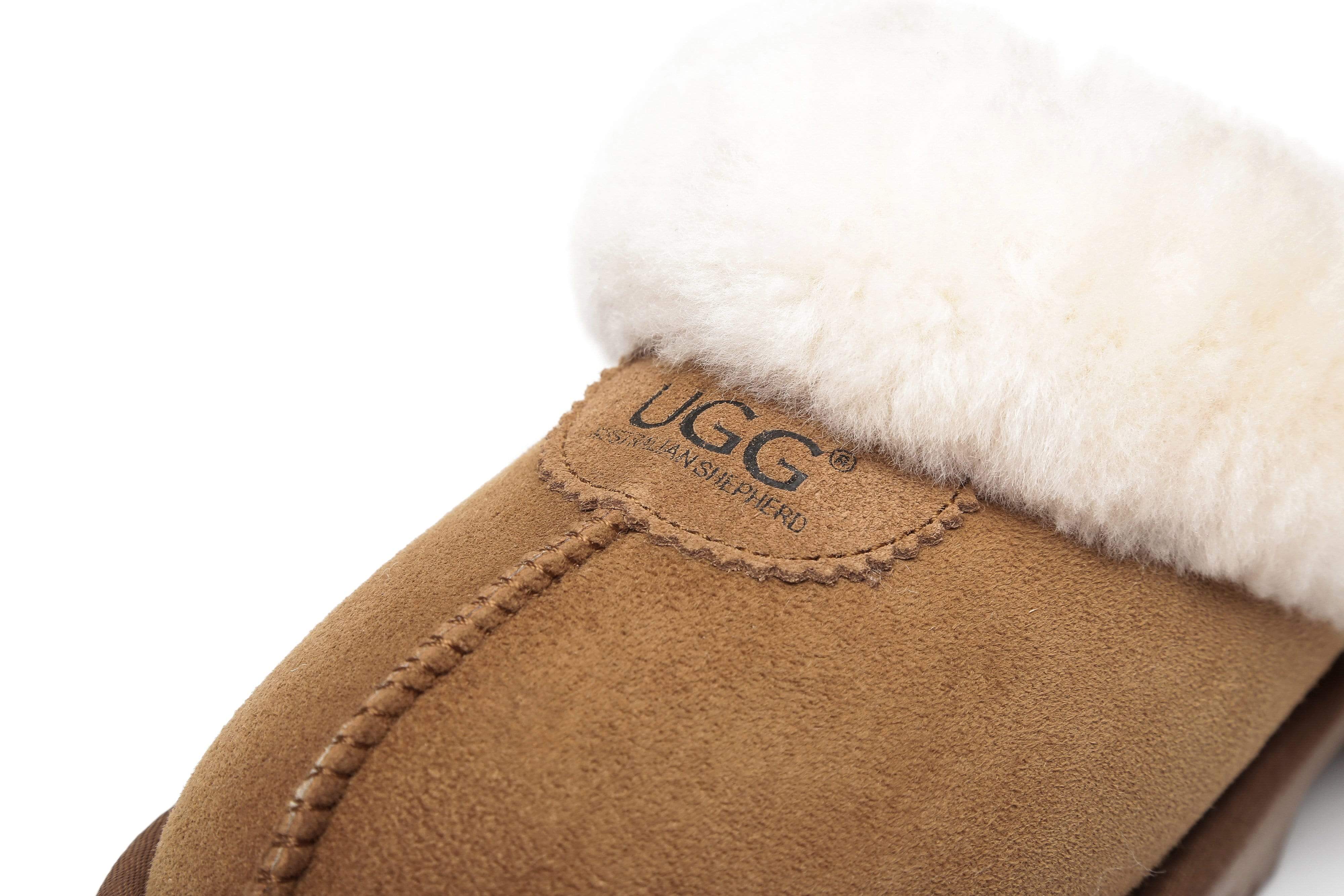 UGG Women's Australian Shepherd Slippers - Premium Australia Sheepskin Wool Waffle Scuff