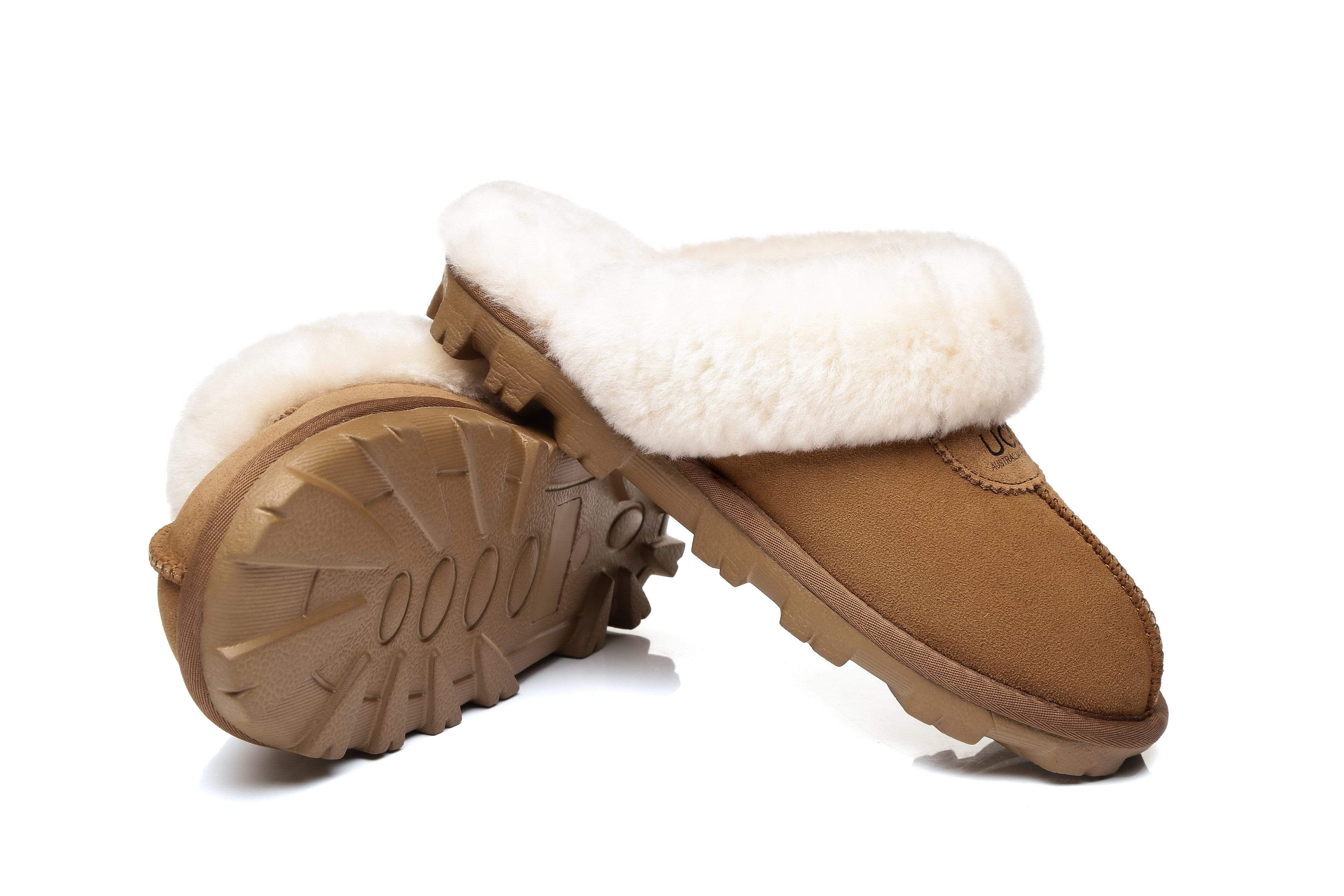 UGG Women's Australian Shepherd Slippers - Premium Australia Sheepskin Wool Waffle Scuff