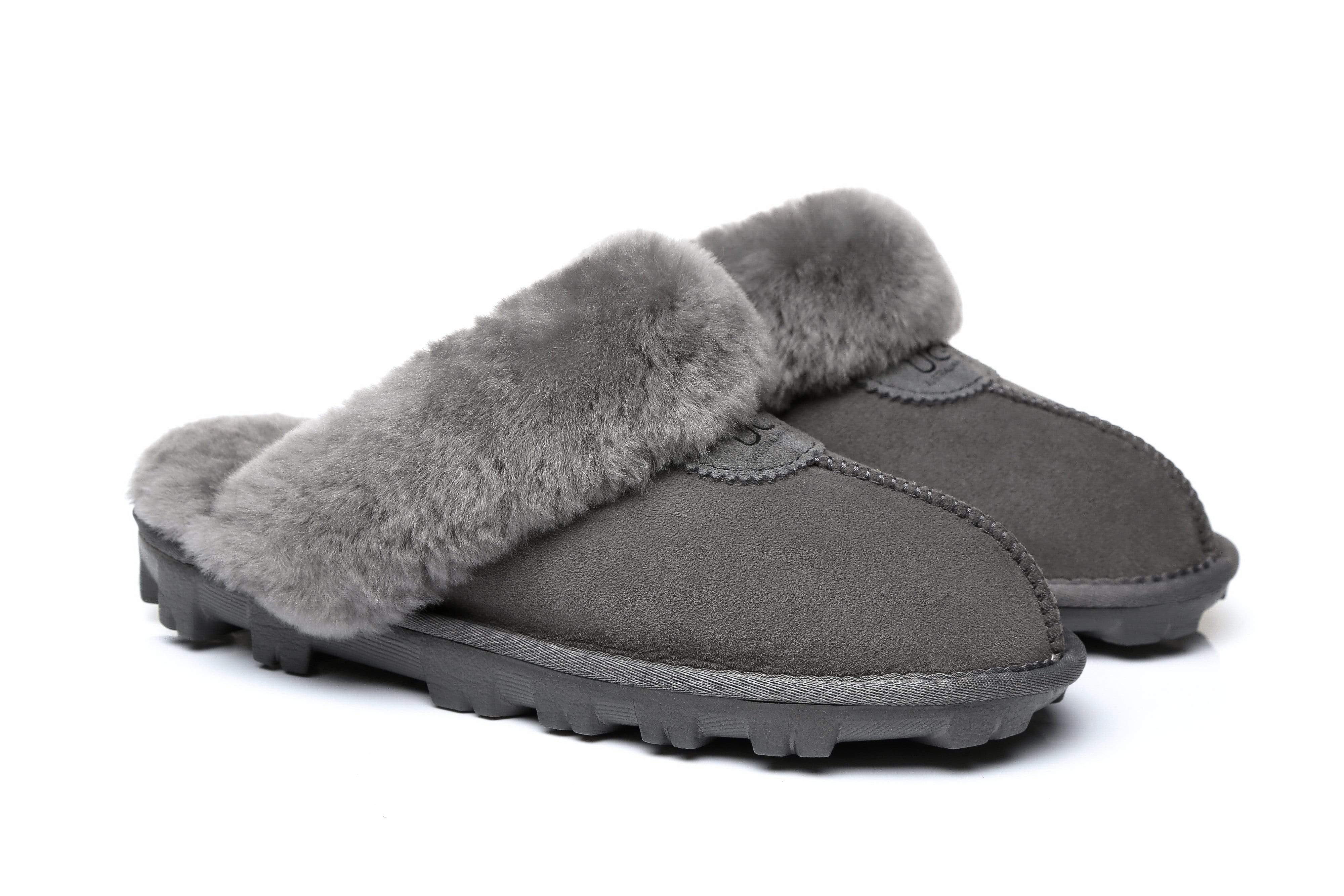 UGG Women's Australian Shepherd Slippers - Premium Australia Sheepskin Wool Waffle Scuff