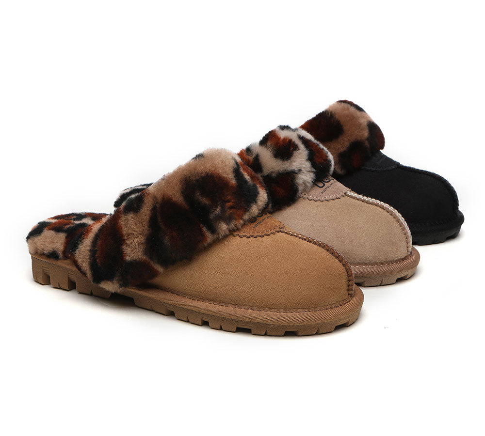 UGG Women's Leopard Print Slippers - Double Face Sheepskin, Australian Shepherd Ugg