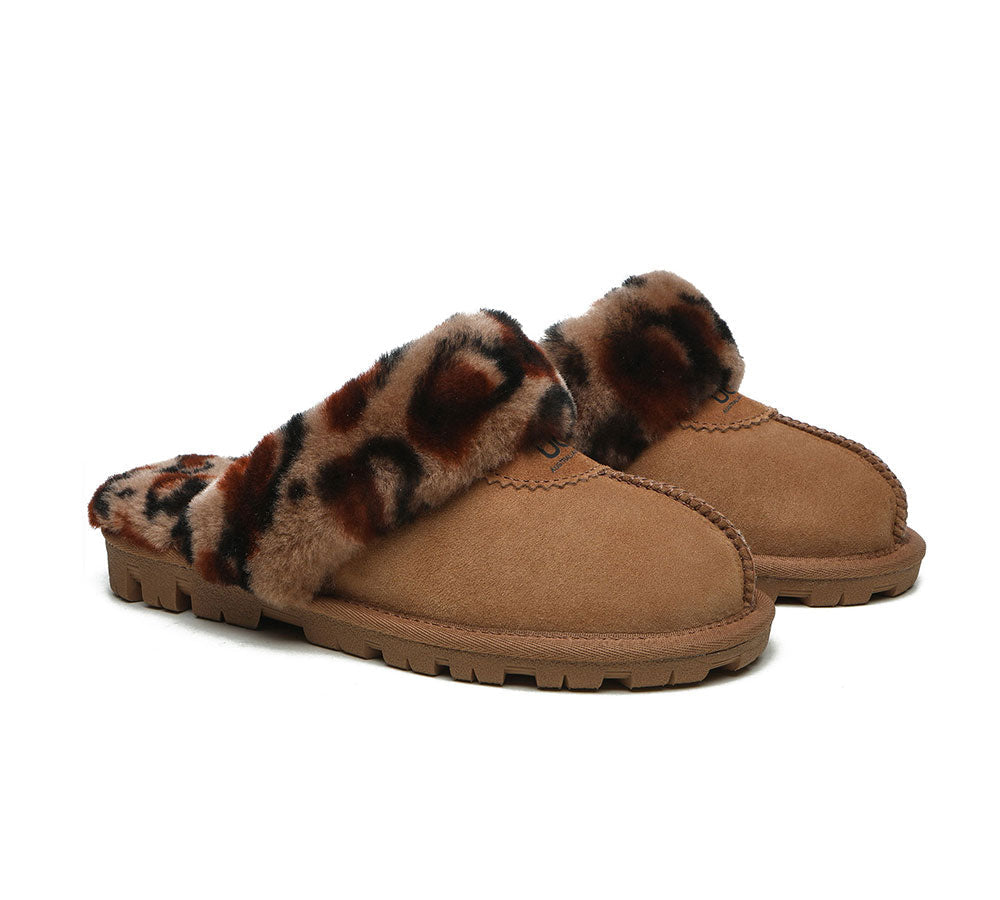 UGG Women's Leopard Print Slippers - Double Face Sheepskin, Australian Shepherd Ugg