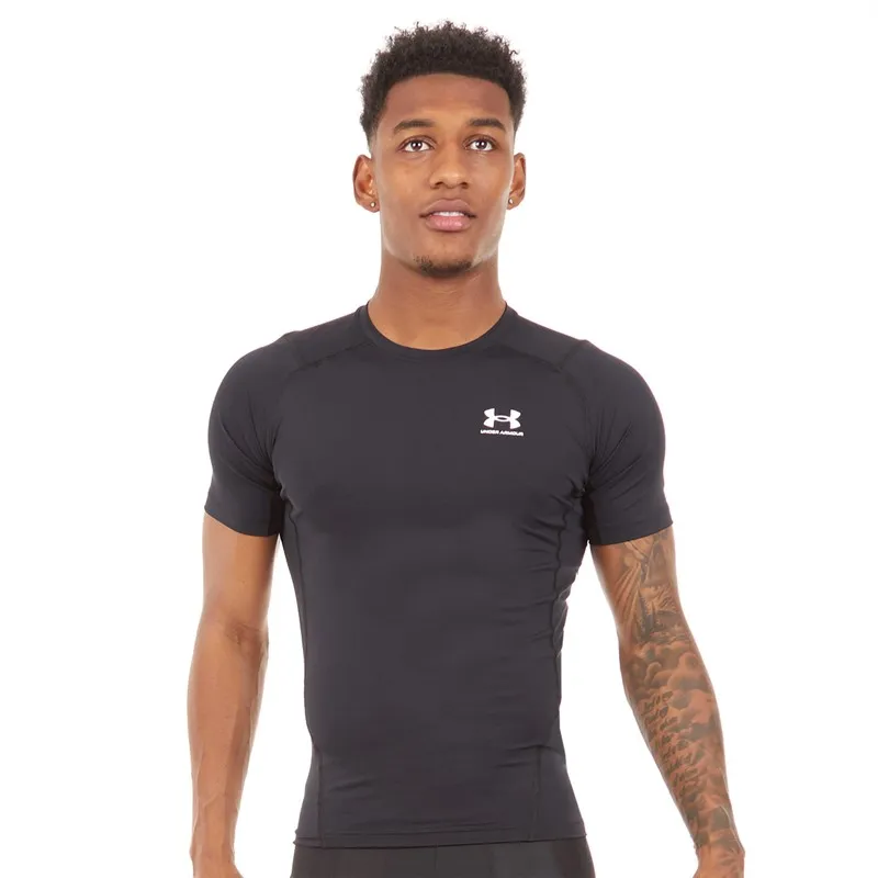 Under Armour Men's Heat Gear Compression Short Sleeve Top Black White