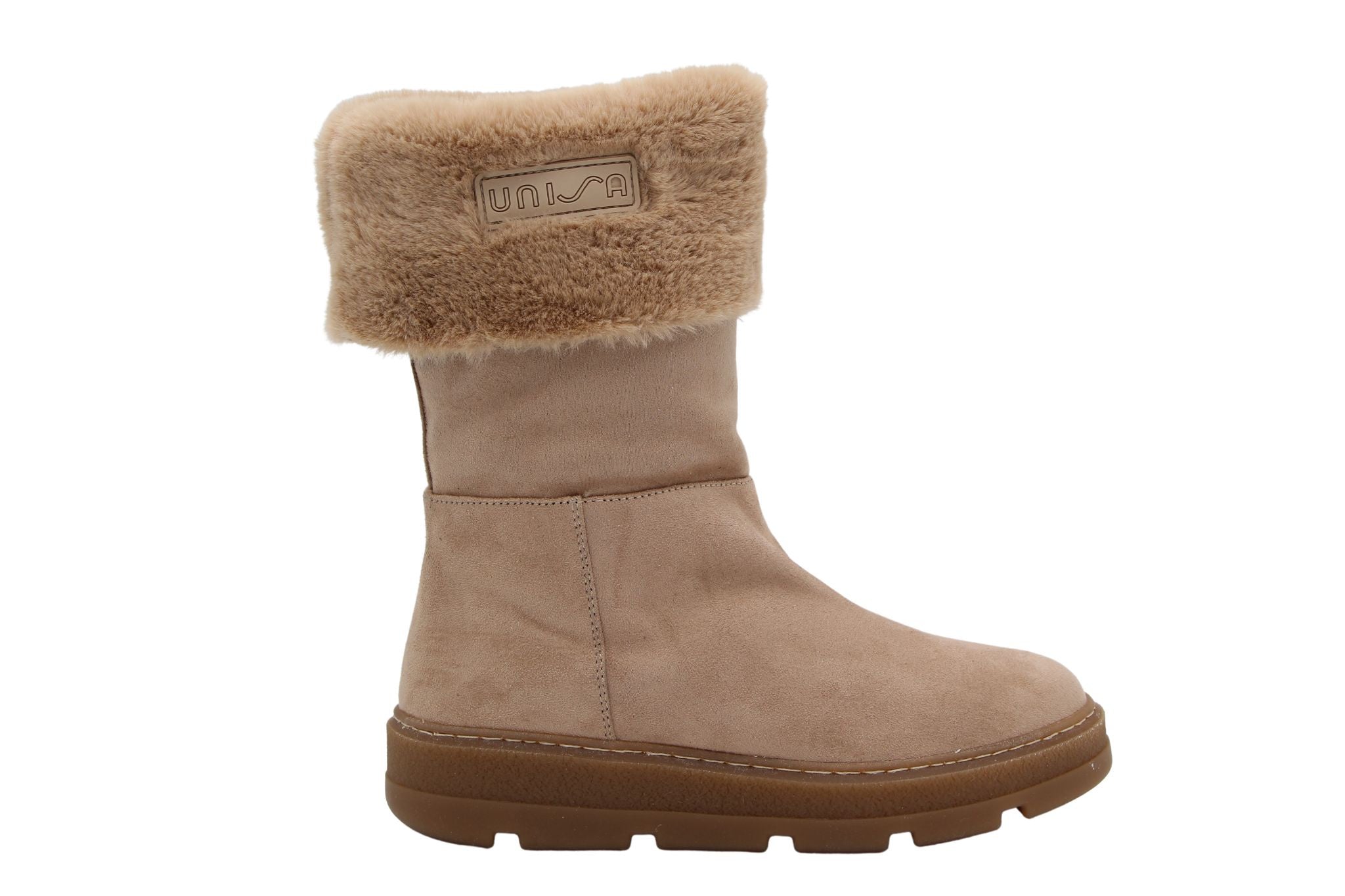 UNISA Camel Suede Ugg Boots with Fur Lining