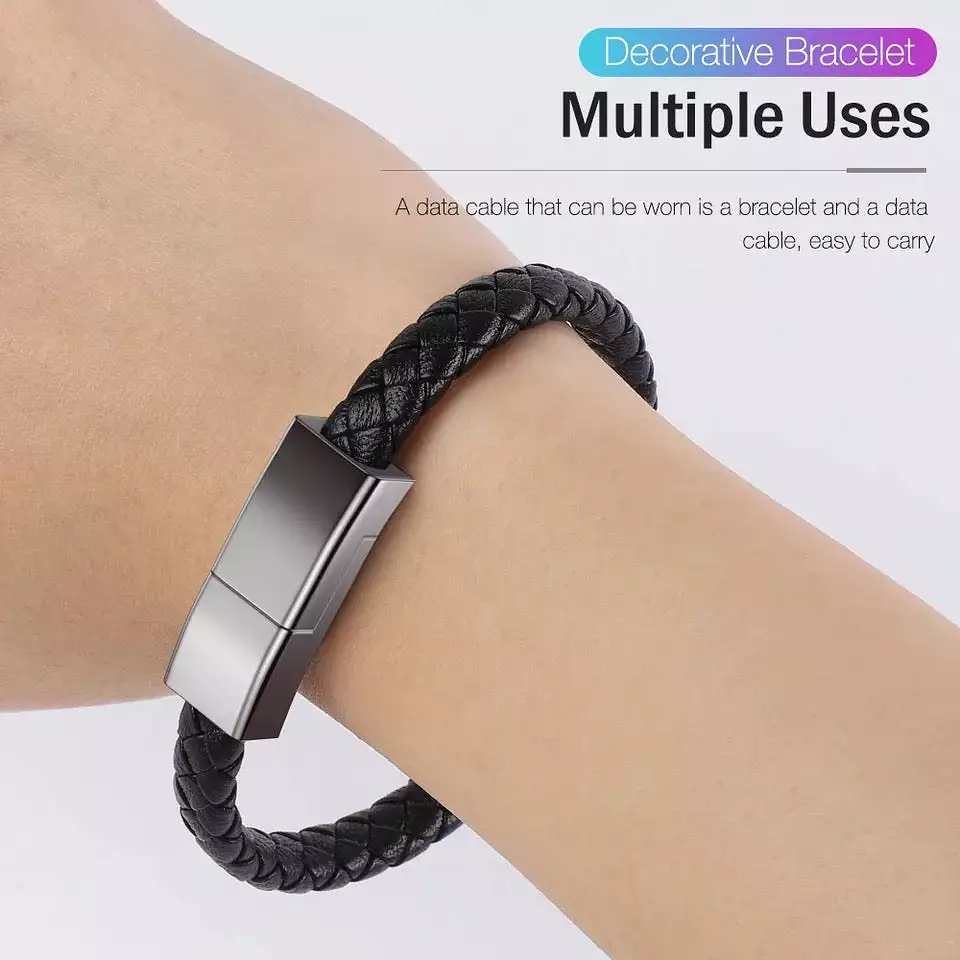 USB bracelet cable for iPhone - portable, fast charging USB