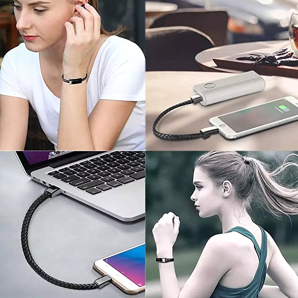 USB bracelet cable for iPhone - portable, fast charging USB