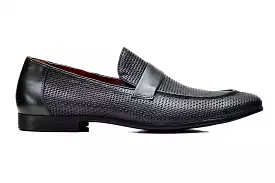 Valkan black perforated leather loafers for sale.