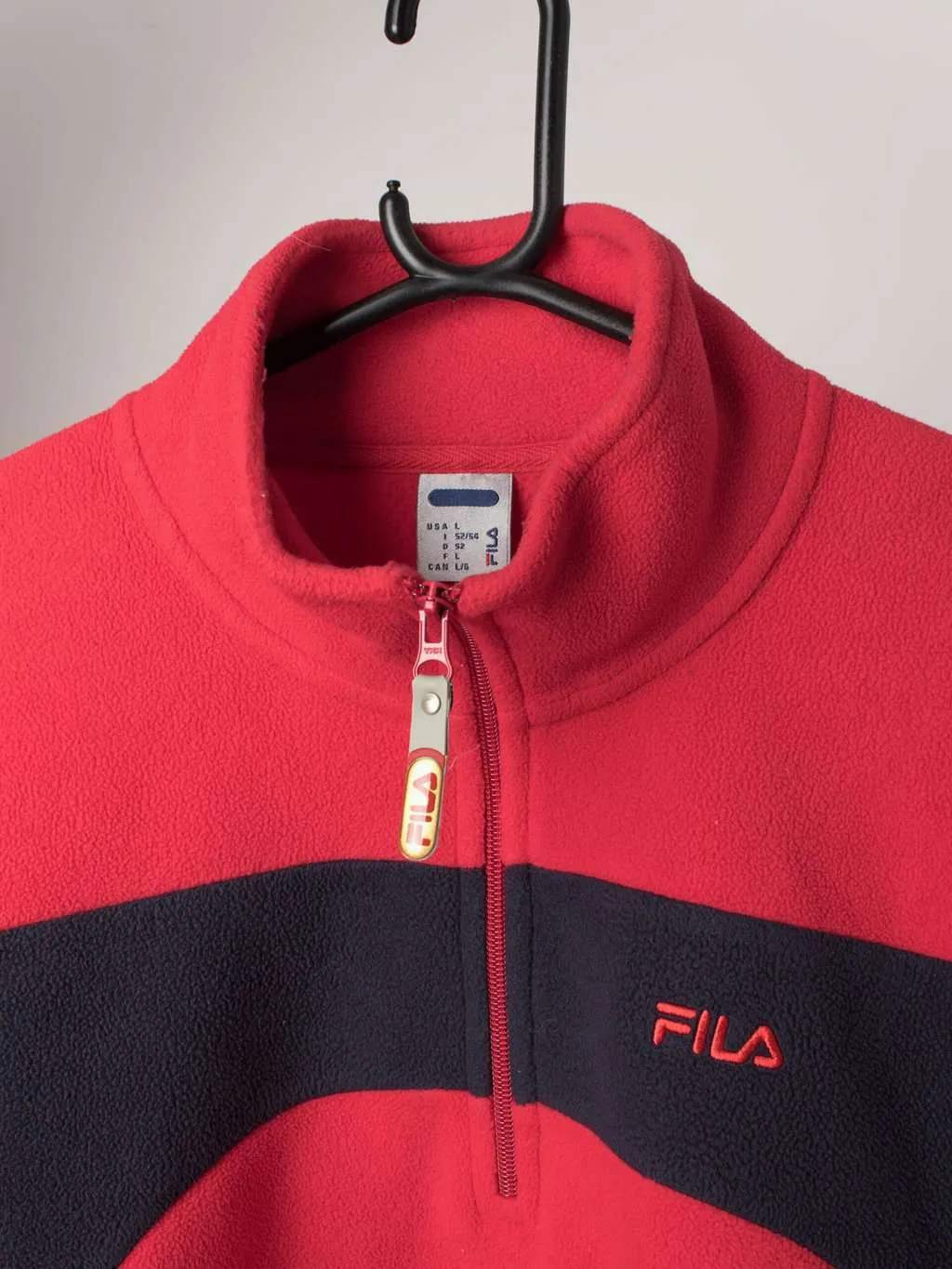 Vintage Fila Quarter Zip Fleece Blue Red Large