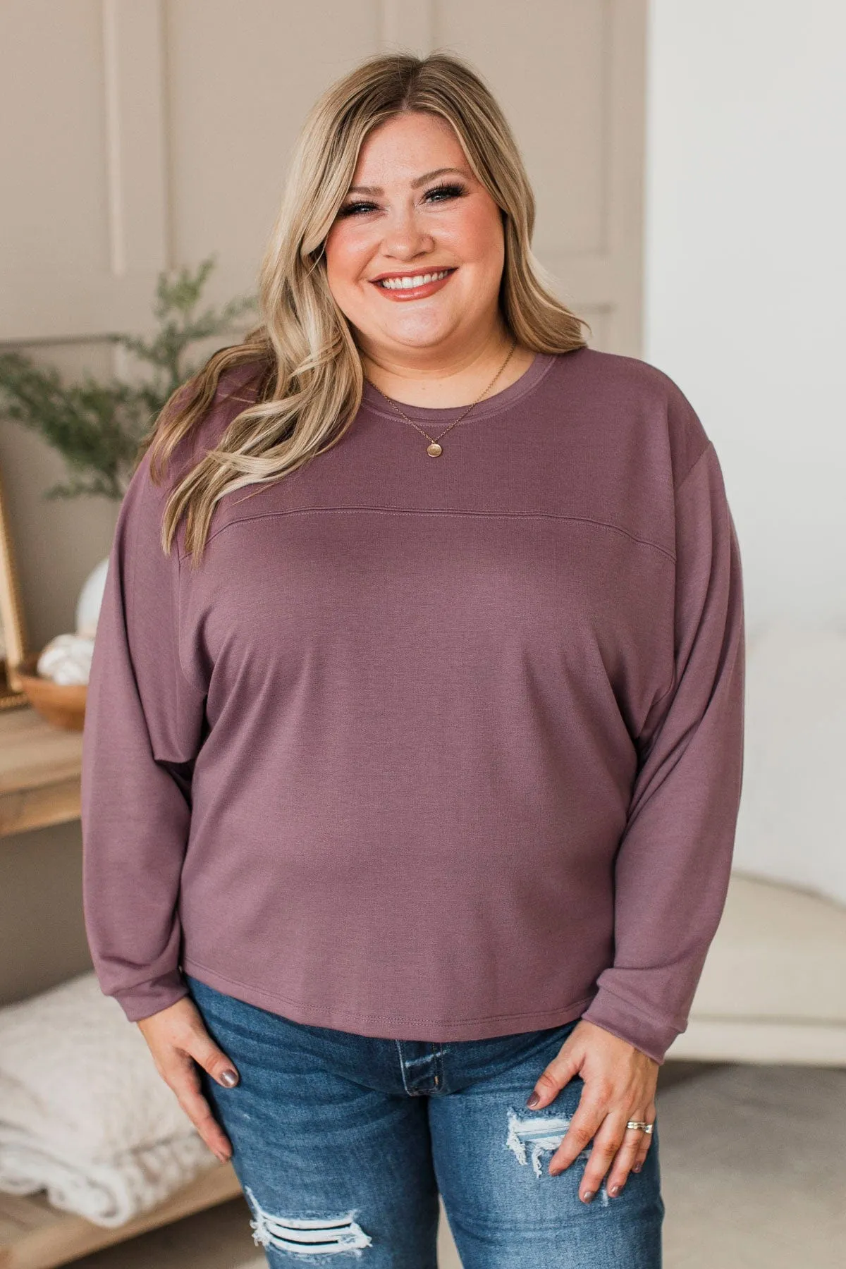 Warm Moments Dolman Sleeve Top - Dusty Purple