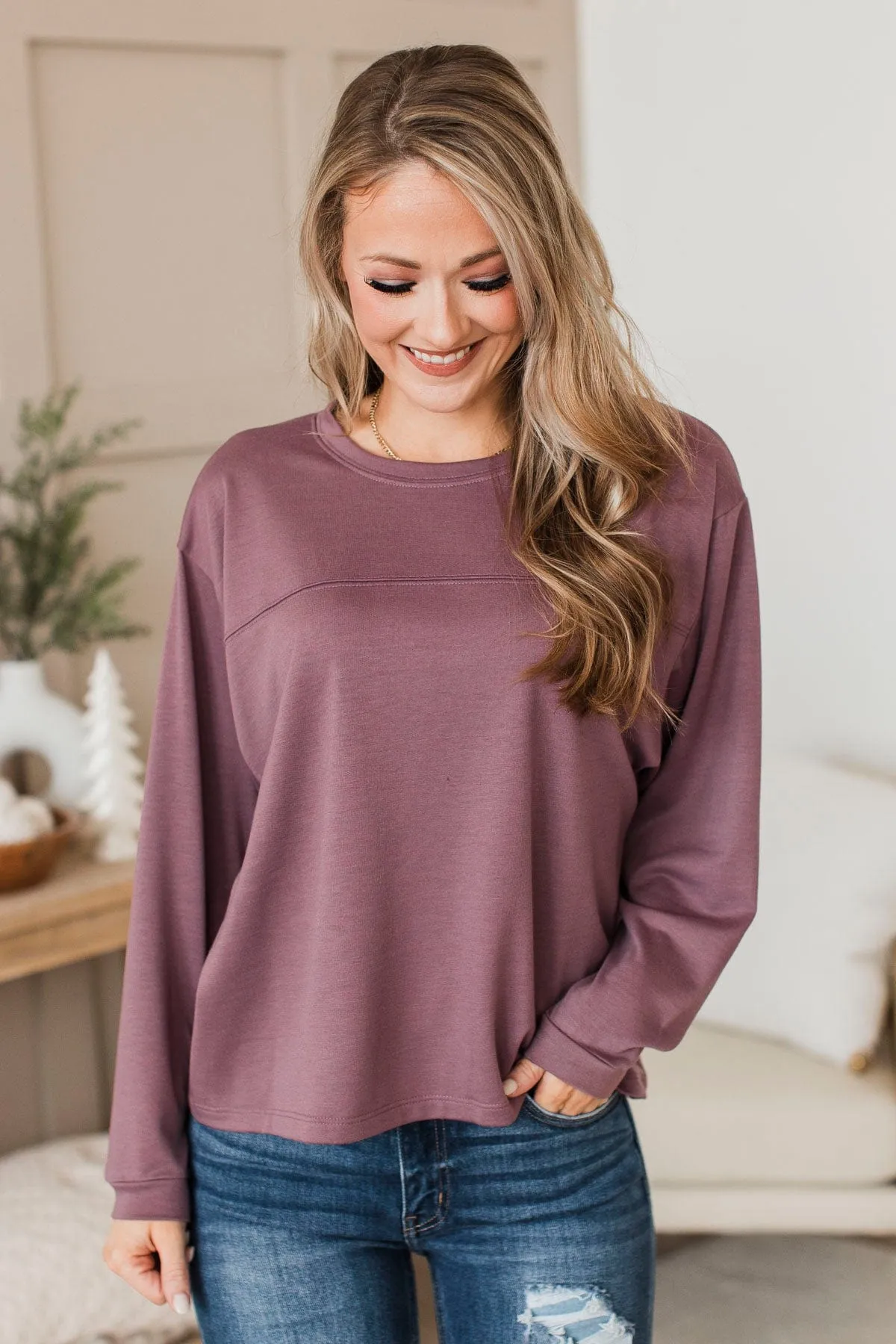 Warm Moments Dolman Sleeve Top - Dusty Purple