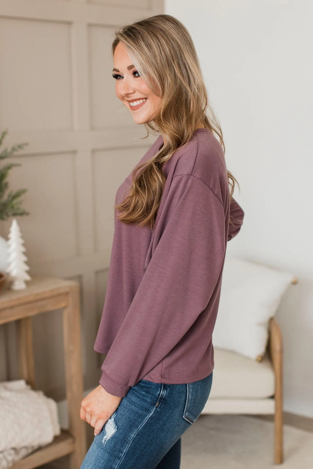 Warm Moments Dolman Sleeve Top - Dusty Purple