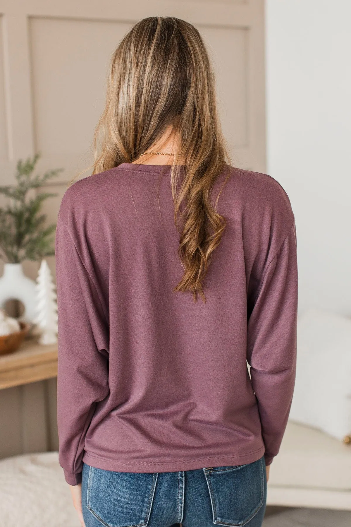 Warm Moments Dolman Sleeve Top - Dusty Purple