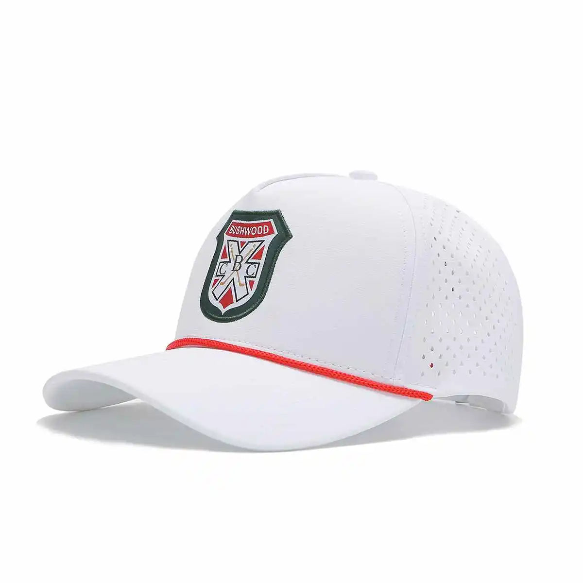 White Curved Brim Bushwood Members Golf Hat