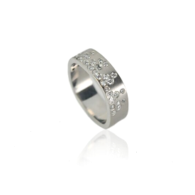 White Gold Square Fairy Dust Ring 6MM