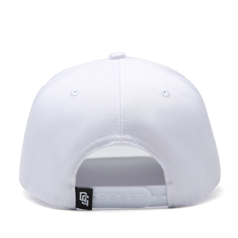 White Golf Hat with Curved Brim - Cocaine and Hookers Design