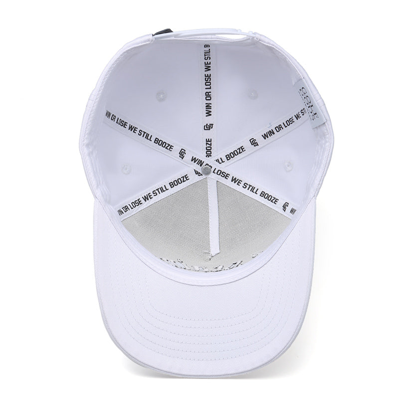 White Golf Hat with Curved Brim - Cocaine and Hookers Design