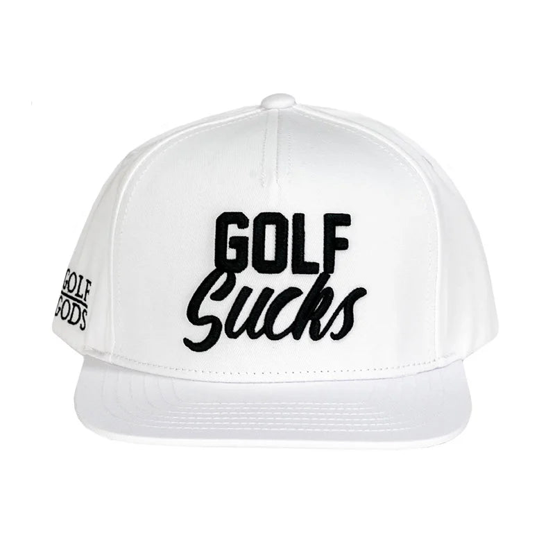 White Golf Hat with Golf Sucks Snapback - Shop Now