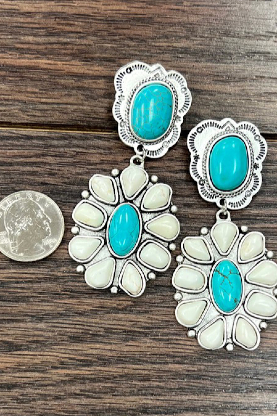 White Turquoise Navajo Earrings