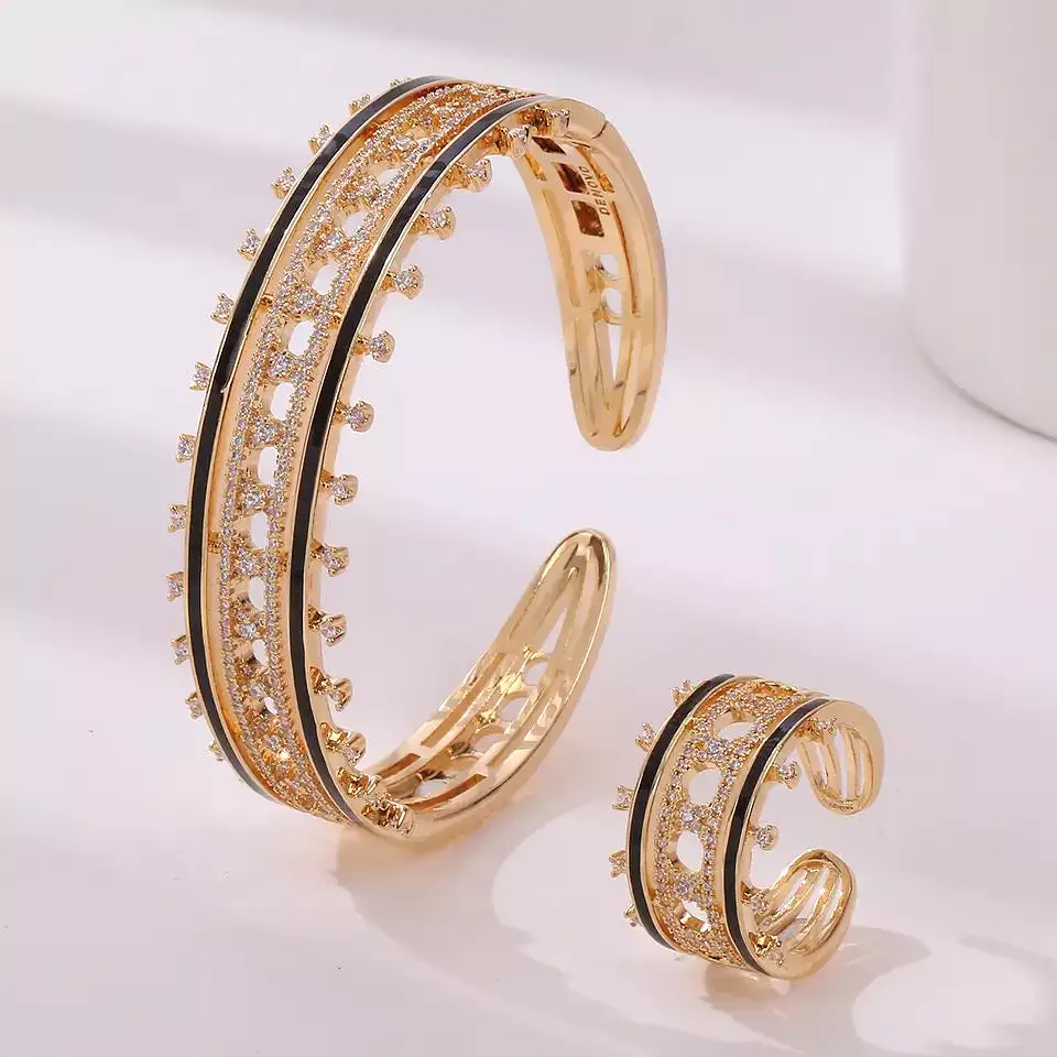 Women's Fashion Cuff Bangle Ring Set