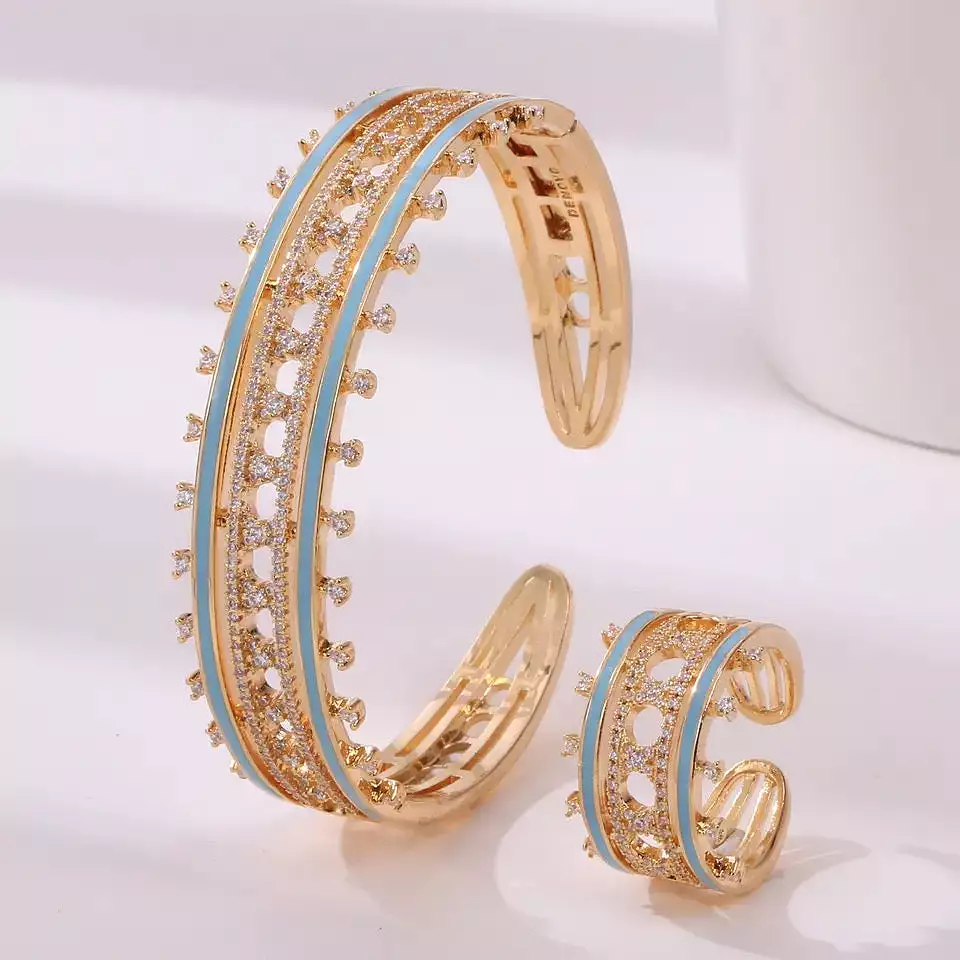 Women's Fashion Cuff Bangle Ring Set