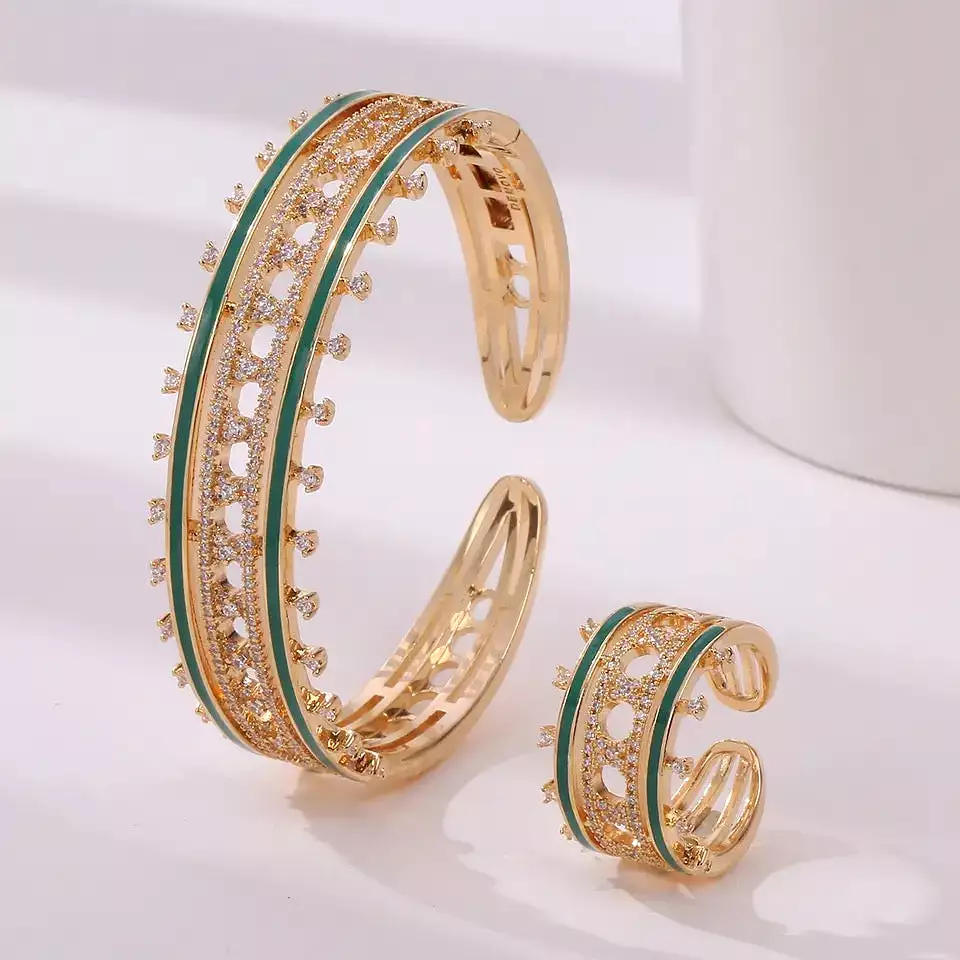 Women's Fashion Cuff Bangle Ring Set