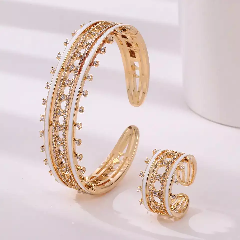 Women's Fashion Cuff Bangle Ring Set