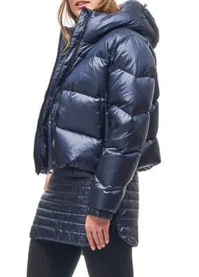 Indyeva Women's Quilted Puffer Jacket - Cropped Down Hooded