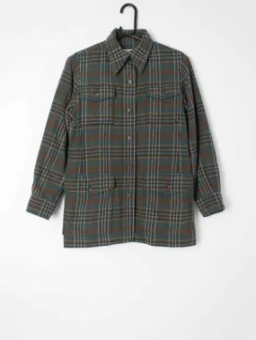 Womens Vintage Saint Laurent Plaid Flannel Shirt Pure Wool Made France 1970s XS Small