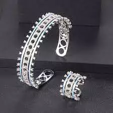 Zirconia Jewelry Set - Women's Party Bracelet and Ring